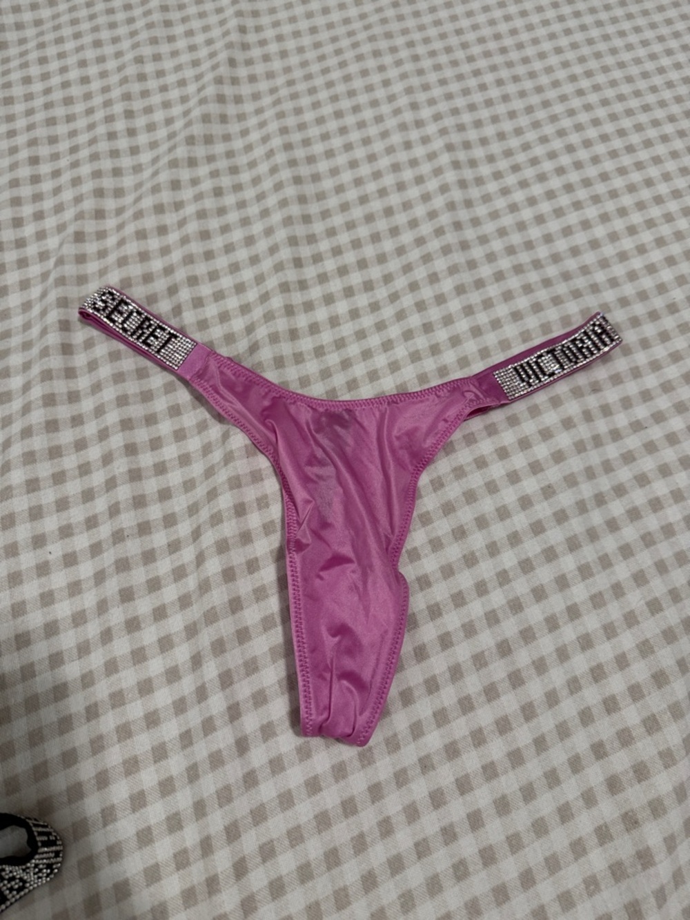 Victoria's Secret Magenta Rhinestone Strap Thong